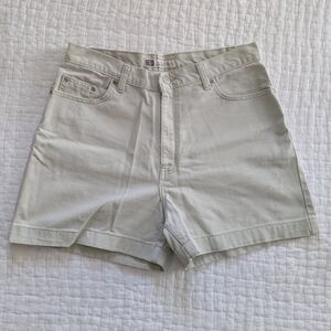 Vintage Faded Glory Cotton Denim High-Rise Mid-Length Beige Y2K Shorts Large
